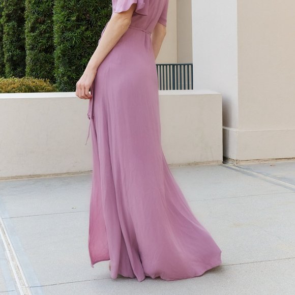 Zenana Split Sleeve Surplice Tie Waist Dress - Picture 3 of 5